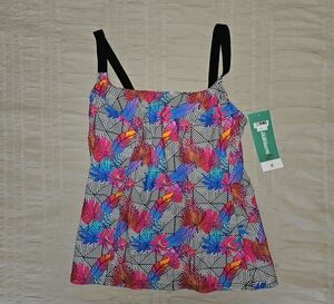 Colorful Geometric Print Tankini Top